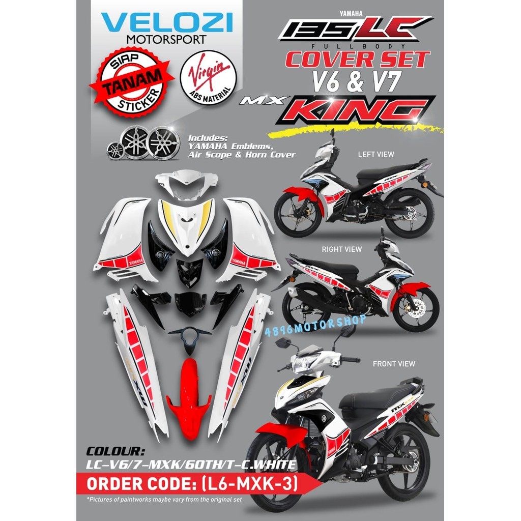 VELOZI MX KING YAMAHA 60TH 60 ชุดฝาครอบพืชวันเกิด LC135 V4 V5 V6 V7 ( WORLD GP) LC 135 COVERSET