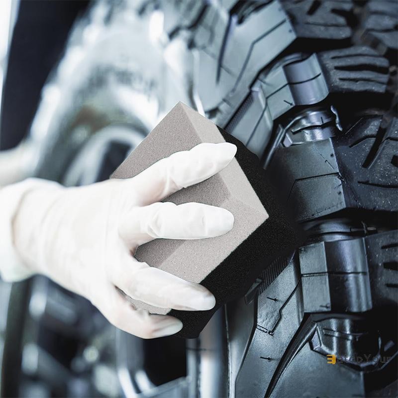EatopYour] 3 แพ็คขนาดใหญ่ยาง Dressing Applicator Pads, Wavy Contour Tyre Polish Sponge สําหรับทายาง 