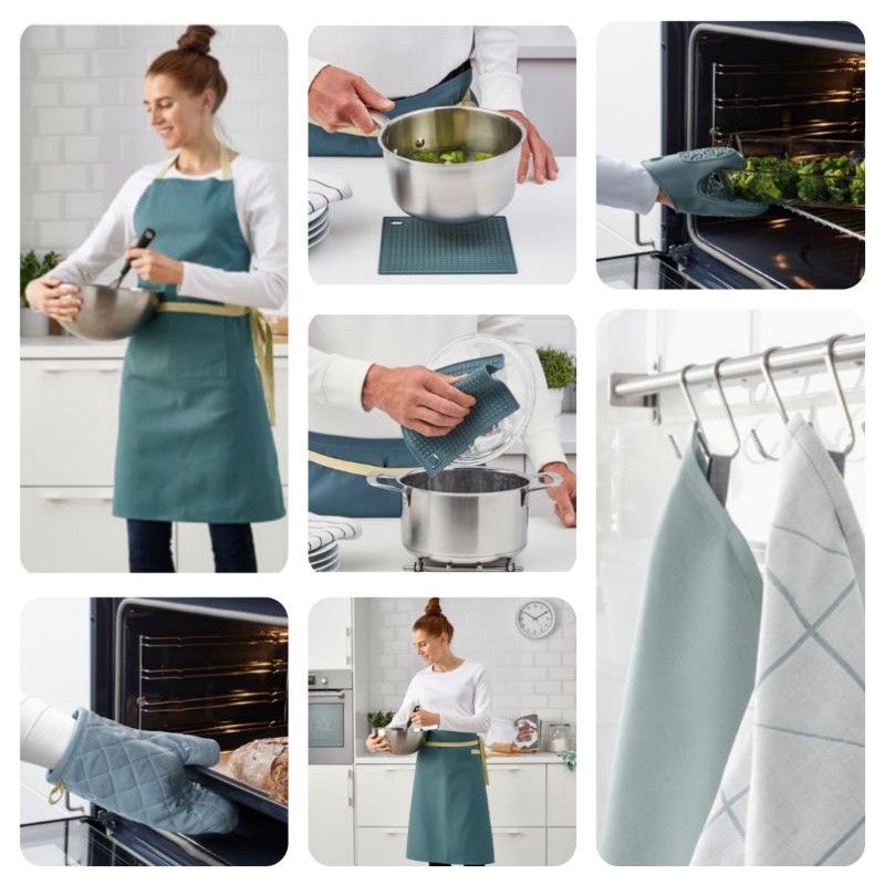 IKEAshopping IKEA SANDVIVA ผ้ากันเปื้อน ถุงมือจับของร้อน ผ้าเช็ดจาน