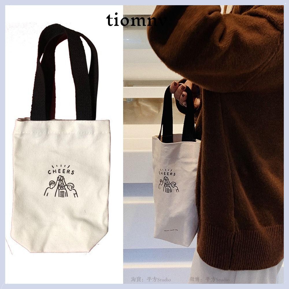 ฝาครอบถ้วยฉนวน TIOMNVTH, กระเป๋าผ้าแคนวาสสําหรับใส่ชานม, กระเป๋าใส่ร่มสําหรับเดินทาง
