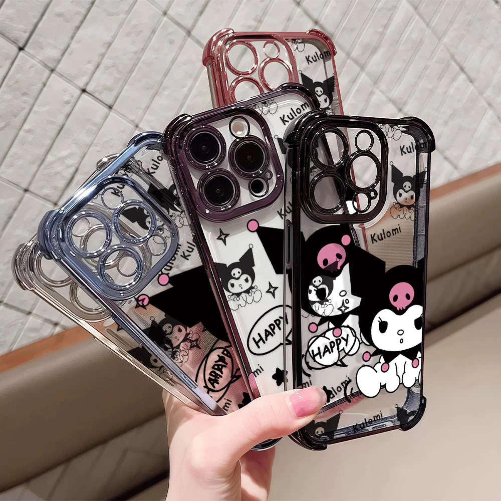 จัดส่งทันที เคสสำหรับไอโฟน15 ตัวการ์ตูนคุลมดำ เคสใส For IPhone11 12 13 14 15 16 ProPROMAX 7/8PLUS X XR XS สีมุมกันกระแทก