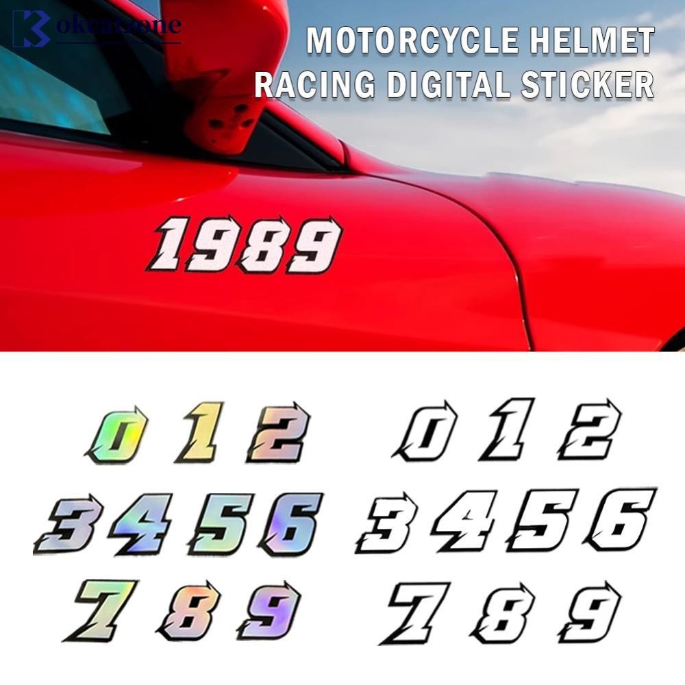OKCATZONE 1PC สติกเกอร์รถจักรยานยนต์ 0-9 หมายเลขกันน้ํารถจักรยานยนต์การใช้ถังไฟฟ้าสกู๊ตเตอร์จักรยานต