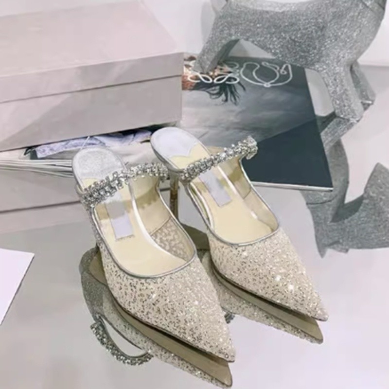 JC Home Pointed Gauze Sequined รองเท้าส้นสูงผู้หญิง 2025 รูปที่ 8