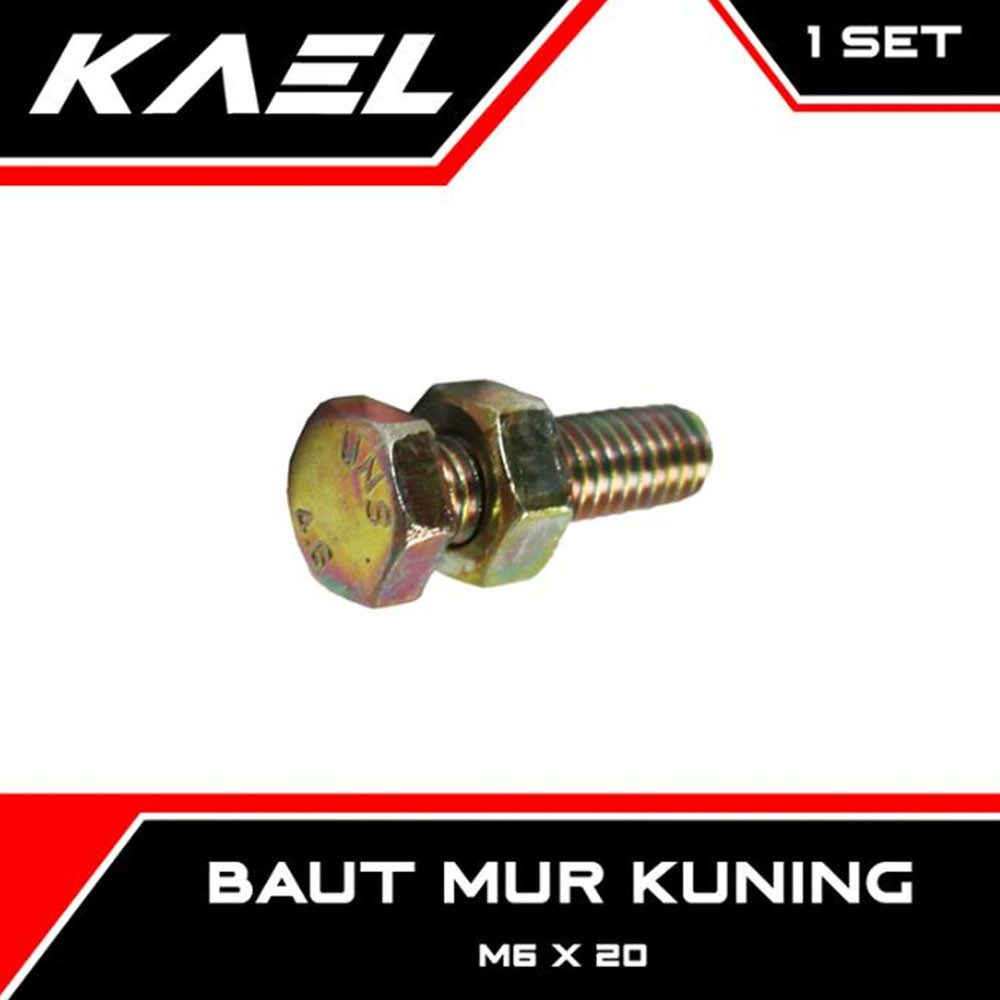 1 PC Bolt Nut 6 20 6x20 M6 X 20 M 6 x 20 สีเหลือง Hex หกเหลี่ยม Bolt Nut