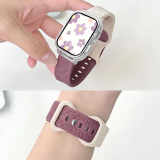 สายซิลิโคนสลักลายดอกทานตะวันพร้อมเคสสำหรับ Xiaomi Redmi Watch 5 Active สายนาฬิกาสมาร์ทวอทช์แบบเปลี่ยนได้สำหรับ Redmi Watch 5 Lite