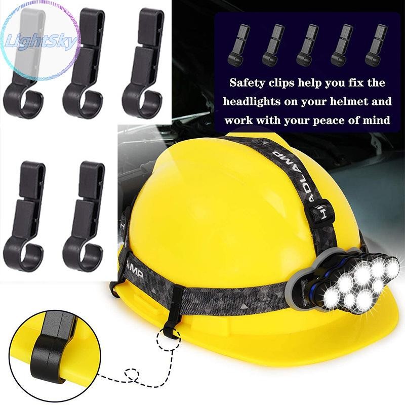LightSky 5/10pcs หมวกกันน็อคพลาสติกคลิปสิ่งที่แนบมาหัว Light Clamps ck ชุดไฟหน้า Hard หมวกความปลอดภัยหมวก Hook เครื่องมือกลางแจ้ง TH