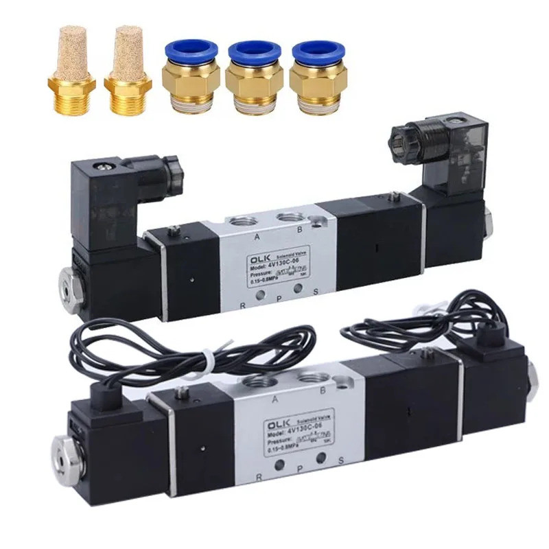 4V130C-06 4V130E-06 4V130P-06 คุณภาพสูง 3 ตําแหน่ง 5 พอร์ต Air Solenoid วาล์วนิวเมติกควบคุมวาล์ว