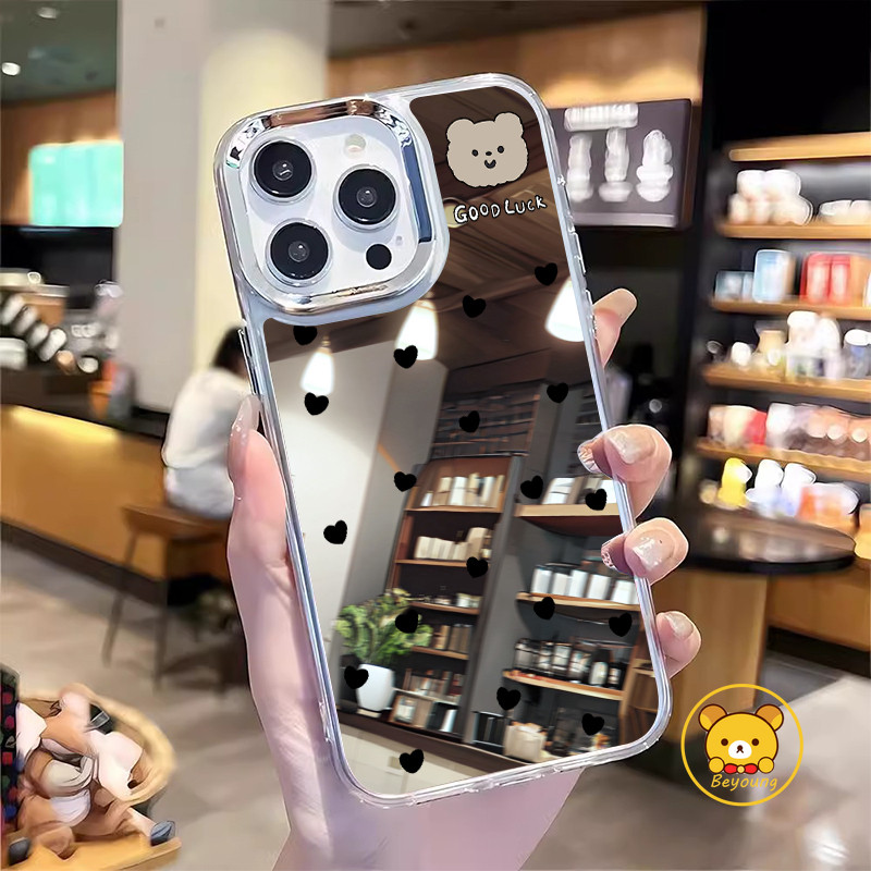 การ์ตูนหมีกระจกเคสโทรศัพท์สําหรับVivo V50 V40 V40E V30E V30 V29 V27 V27E V29E V25E V23E V21E V20 X8 