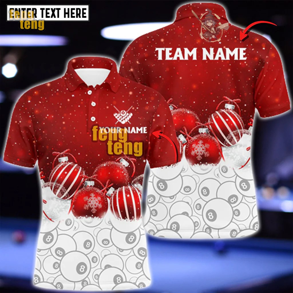 ฟรีที่กําหนดเองน่ารักคริสต์มาสที่กําหนดเองบิลเลียด 8 Ball Pool รูปแบบ 3D เสื้อ