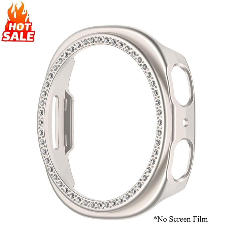 Diamond Bling Hollow Protector สําหรับ Samsung Galaxy watch 8 40 มม.44 มม.กรณี Hard PC เกราะป้องกันกันชนสําหรับ Galaxy watch8 ฝาครอบ
