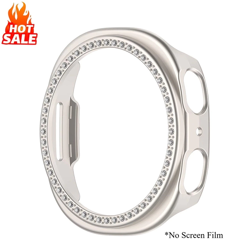 Diamond Bling Hollow Protector สําหรับ Samsung Galaxy watch 8 40 มม.44 มม.กรณี Hard PC เกราะป้องกันกันชนสําหรับ Galaxy watch8 ฝาครอบ