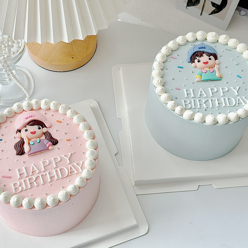 การ์ตูนยางนุ่มเด็กชายและเด็กหญิงเด็กพรรคขนมตารางเบเกอรี่เค้กวันเกิดเครื่องประดับตกแต่ง