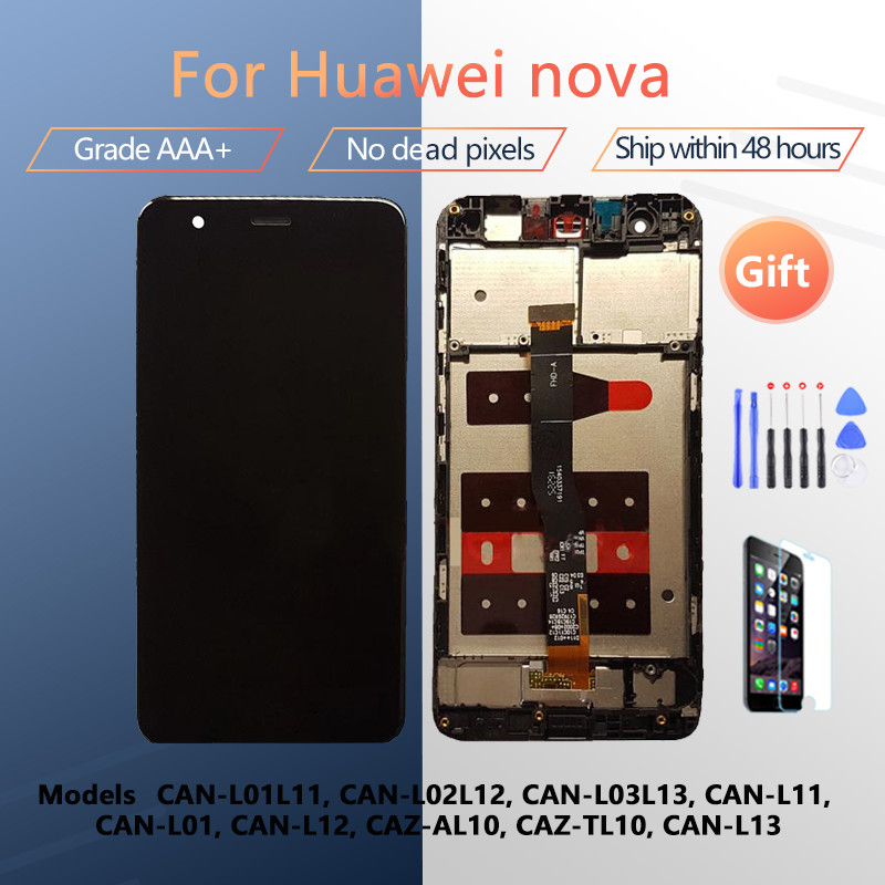 สําหรับHUAWEI Nova CAN-L01 L11 L02 L12 L03 L13 L11 L01 L12 Originalหน้าจอLCDพร้อมกรณีด้านหน้าสีดําสี