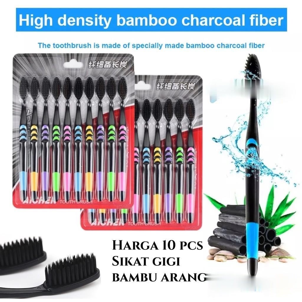 BAMBOO CHARCOAL TOOTHBRUSH 10PCS / BAMBOO CHARCOAL TOOTHBRUSH / TOOTHBRUSH