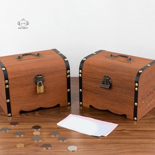 {maybest} 1 ชุด Vintage Treasure กล่องเก็บไม้หีบสมบัติพร้อมล…