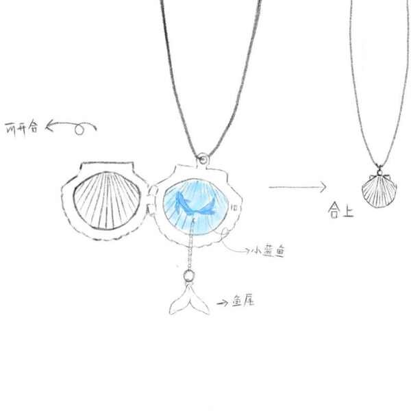 ตั๋วหนัง sf sf cinema "ความรักและห้วงอวกาศ" Qi Yu Impression Mermaid Necklace Anime Peripheral Two-D