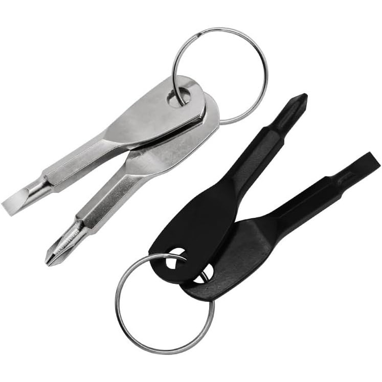 8Pcs Portable Keychain Screwdriver Set, Mini Pocket Key Chain Phillips Slotted Head Screwdriver with