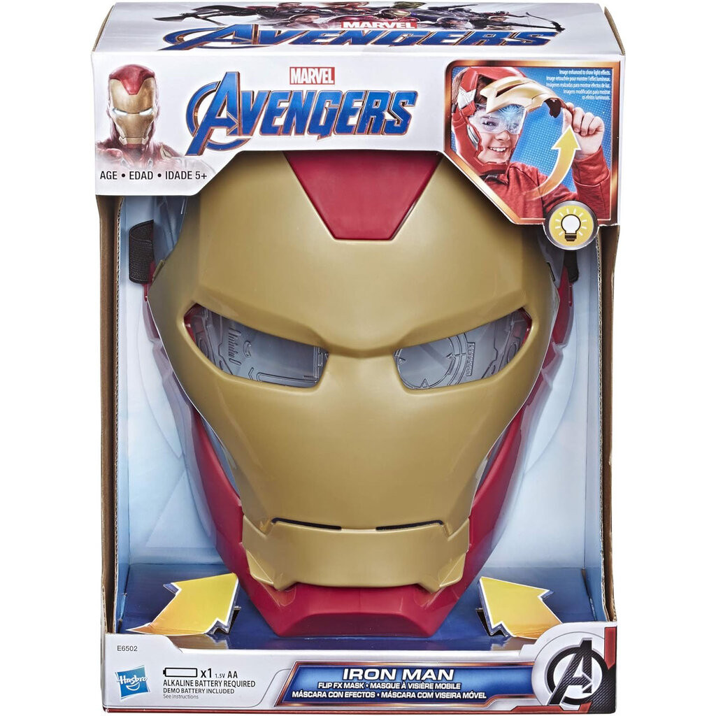 Hasbro Marvel Avengers Iron Man Flip FX Mask with Flip-Activated Light Effects for Costume and Role-