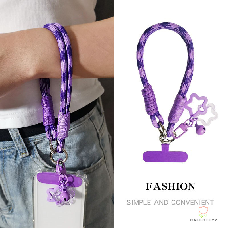 สายคล้องมือ สายคล้องข้อมือโทรศัพท์แบบสั้น ลายดาวน่ารักป้องกันการสูญหาย สายคล้องโทรศัพท์มือถือจี้เชือกแขวนสายรัดเชือก