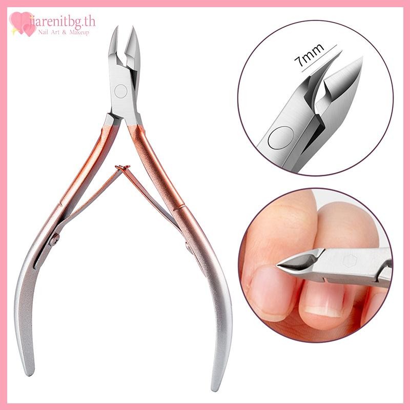 RENBG สแตนเลส Rainbow Nail Art Nippers Dead Skin Remover กรรไกรตัดหนังกําพร้าเล็บ Clipper Trimmer Finger Pedicure Plier เครื่องมือ TH
