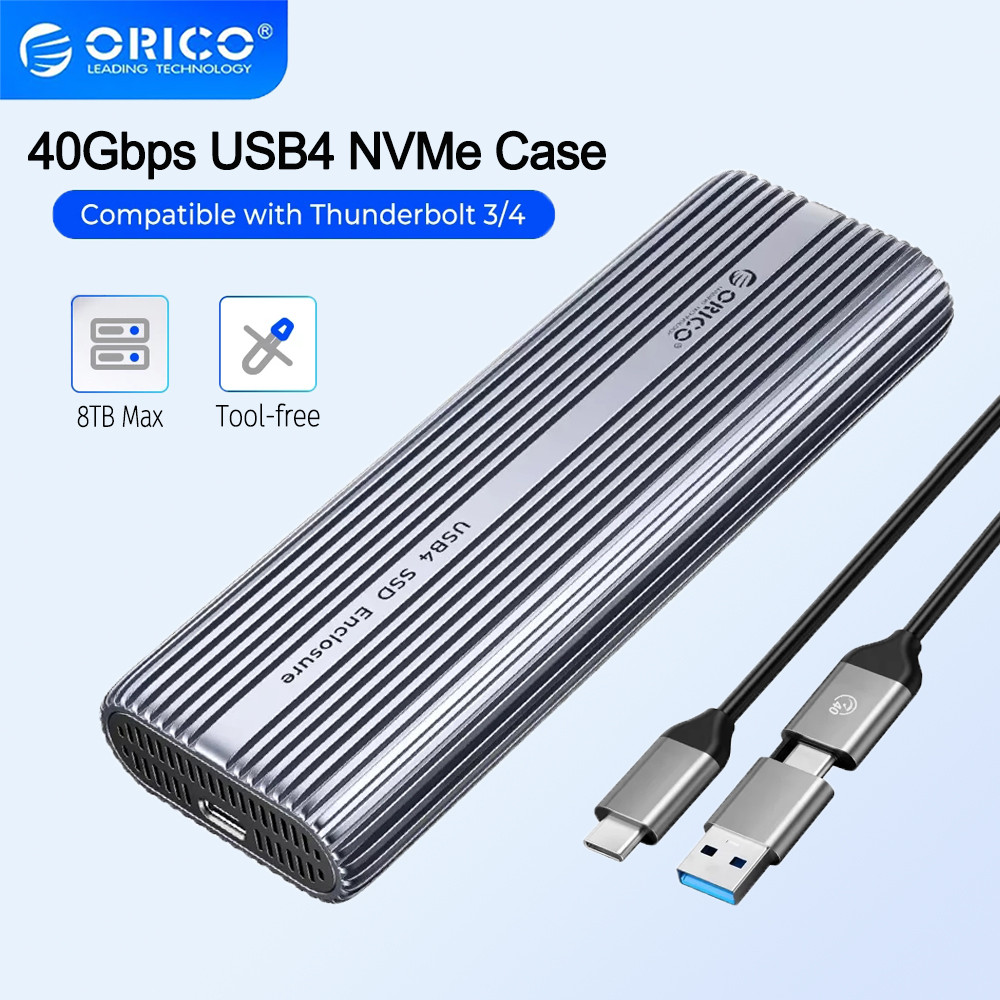 ORICO USB4 NVMe M.2 SSD Enclosure 40Gbps อลูมิเนียม M2 ภายนอกกรณีใช้งานร่วมกับ Thunderbolt 4/3 Type-