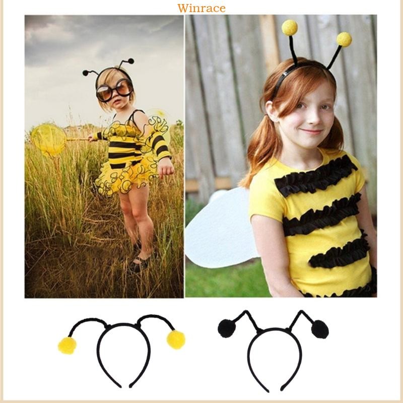 WRC Girls Bee Pompom Antenna Shape Headband สายสะพายหน้าสำหรับคอสเพลย์และของสะสม