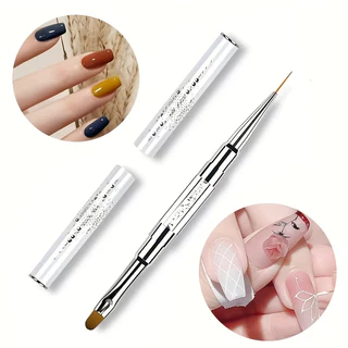 Dual-End เล็บแปรงต่อเล็บเจลเคล็ดลับฝรั่งเศสสําหรับเล็บออกแบบเจล Polish Liner Professional ปากกา