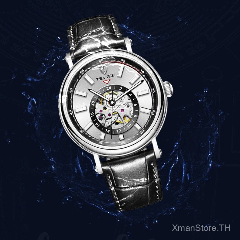 ✨ TEVISE Mechanical Watch 9829 | ฟังก์ชั่นกลางคืน-แสงสว่าง | สไตล์นักธุรกิจ | ทนน้ํา 30ม | สายหนังแท