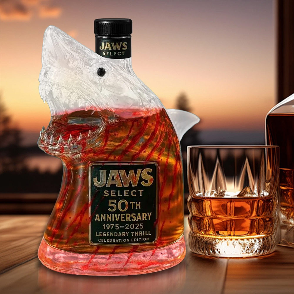 Whiskey Bottle Transparent Engraved Shark Glass