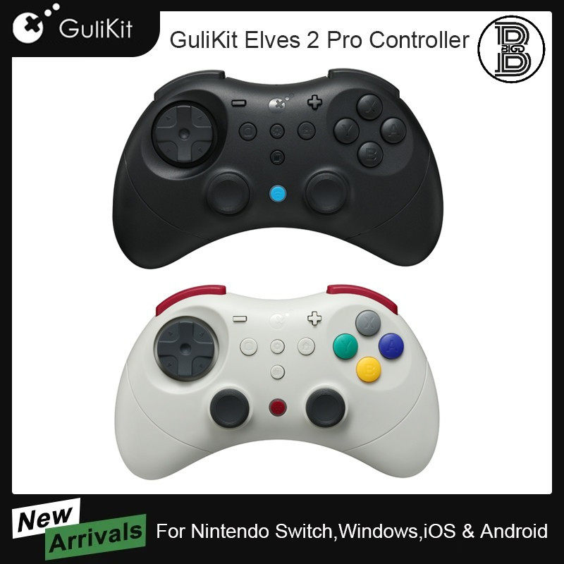 (BIGD) GuliKit Elves 2 Pro คอนโทรลเลอร์เล่นเกมไร้สายสําหรับ Nintendo Switch,Windows,iOS & Android Ha