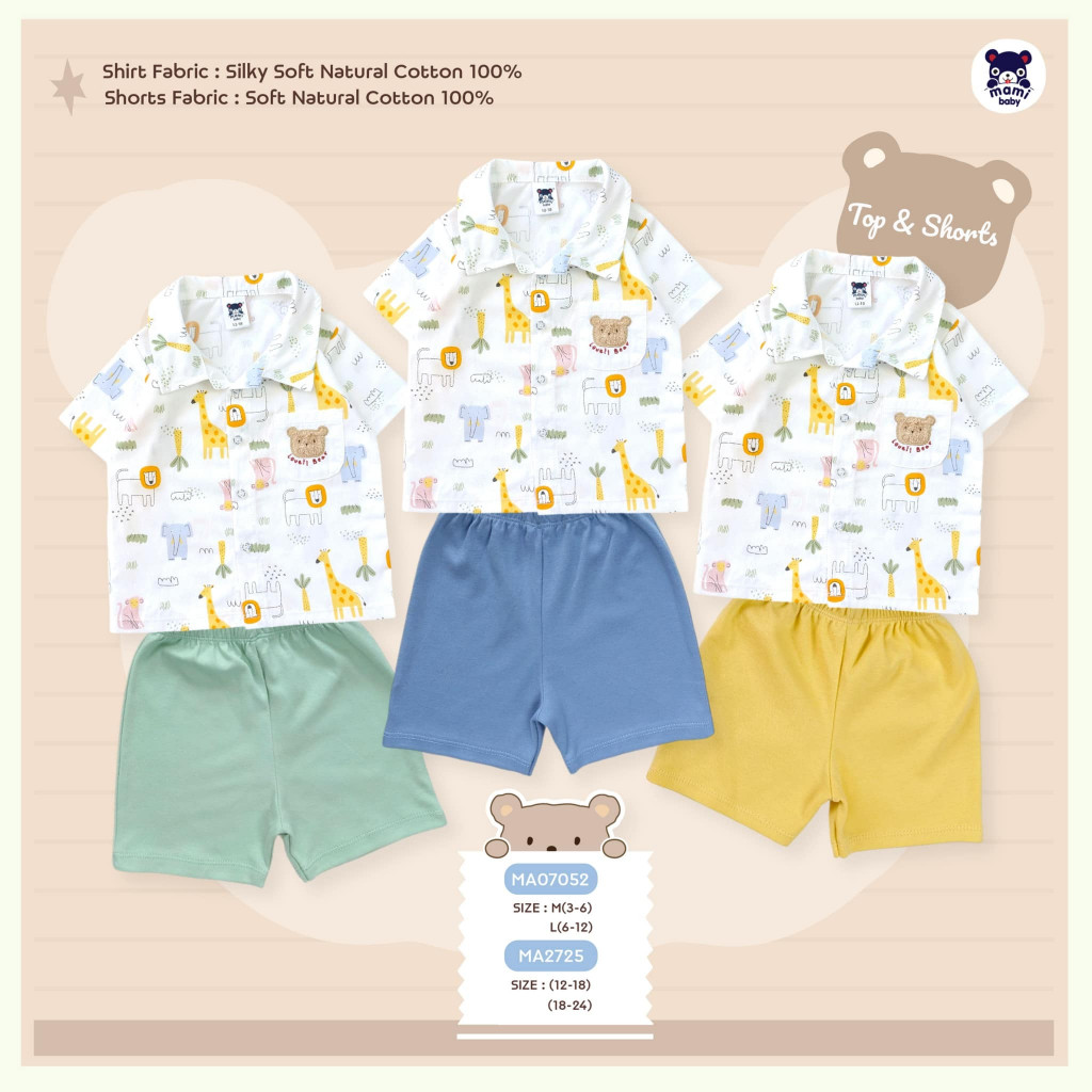 Mami baby เชิ้ตเด็กพร้อมกางเกงพิมพ์ลายสุดน่ารัก World Wild Life Size : 6-12 // 12-18 // 18-24 // 3Y - รูปที่ 2