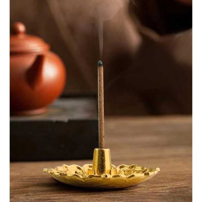 SIMPLBYSHP XIJIANG ที่วางธูปดอกบัวเดี่ยว 9 หลุมโลหะผสมสังกะสี - XJ-9A| |