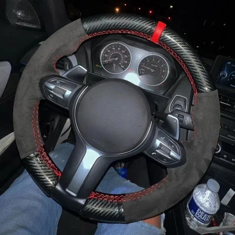 พวงมาลัยรถที่กําหนดเองหนังนิ่มสีดําสําหรับ BMW F87 M2 F80 M3 F82 M4 M5 F12 F13 M6 F85 X5 M F86 F33 X