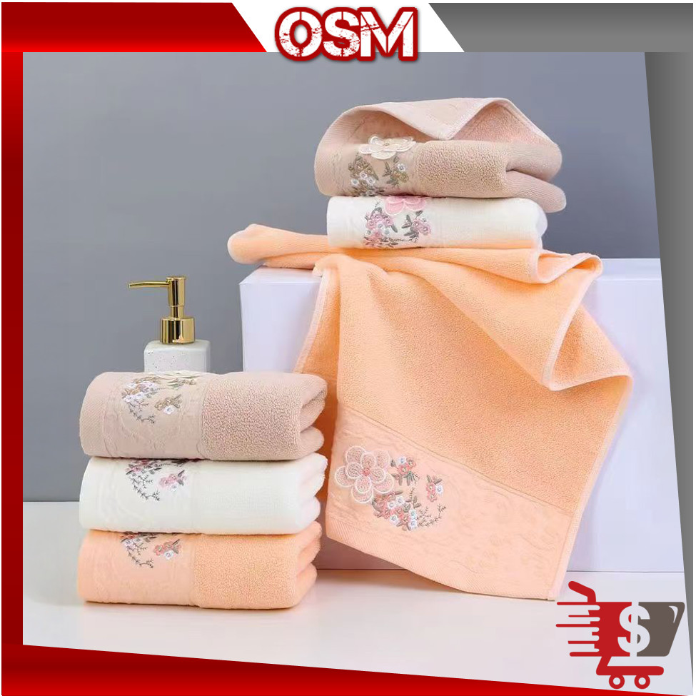OSM H6714 Soft Bath Towel / Luxury Premium Cotton Towel / Soft Cotton Bath Towel / Floral Motif Bath