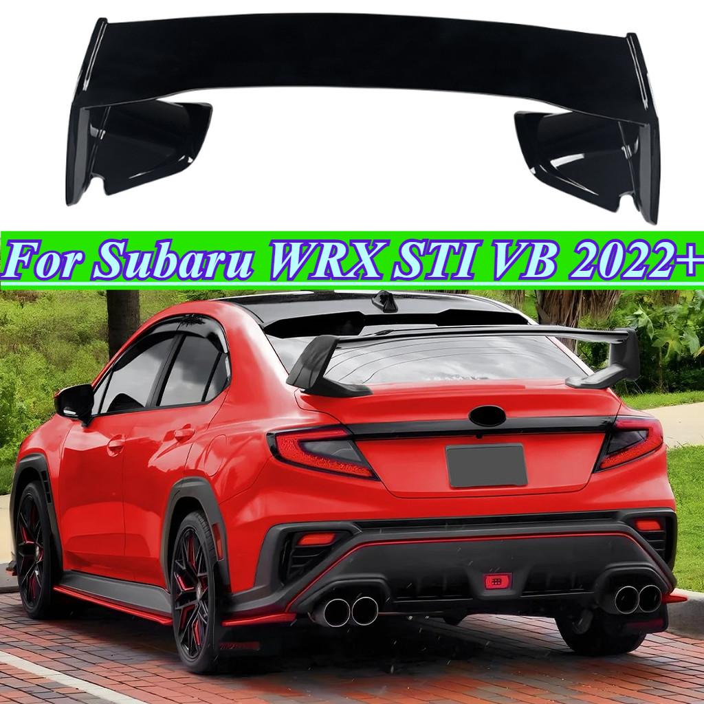 สําหรับ Subaru WRX STI VB 2022-2025 สีดําเงาพลาสติก ABS รถ Trunk Lip สปอยเลอร์ Tail Wing Body ชุดติด