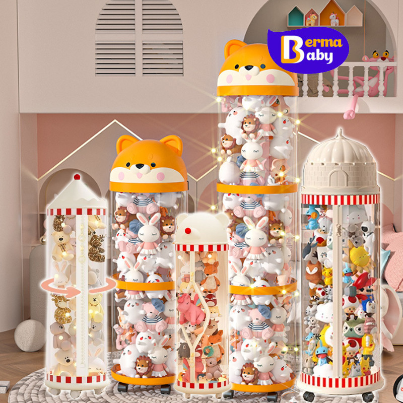 Berma Baby ถังเก็บตุ๊กตาแบบใส ล้อ 360° ใสเกรดพรีเมียม ความจุ สวยงาน เก็บเป็นระเบียบ