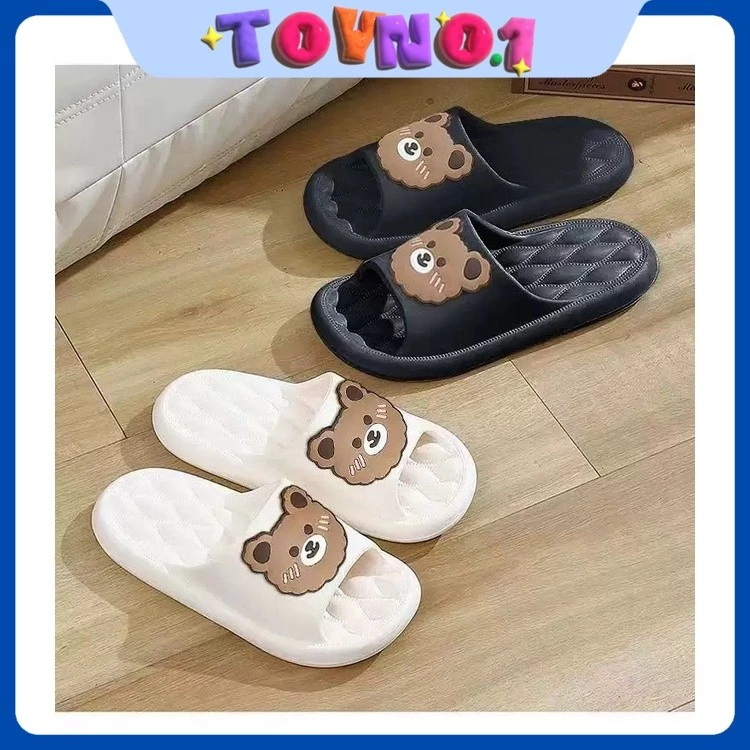 ToyNo.1🧸 พร้อมส่ง🧸 "LT-BearColor/LT-B88" รองเท้าแตะสวม ลายน้องหมี ดีเทลตรงพื้นเก๋ๆ ไม่ซ้ำใคร