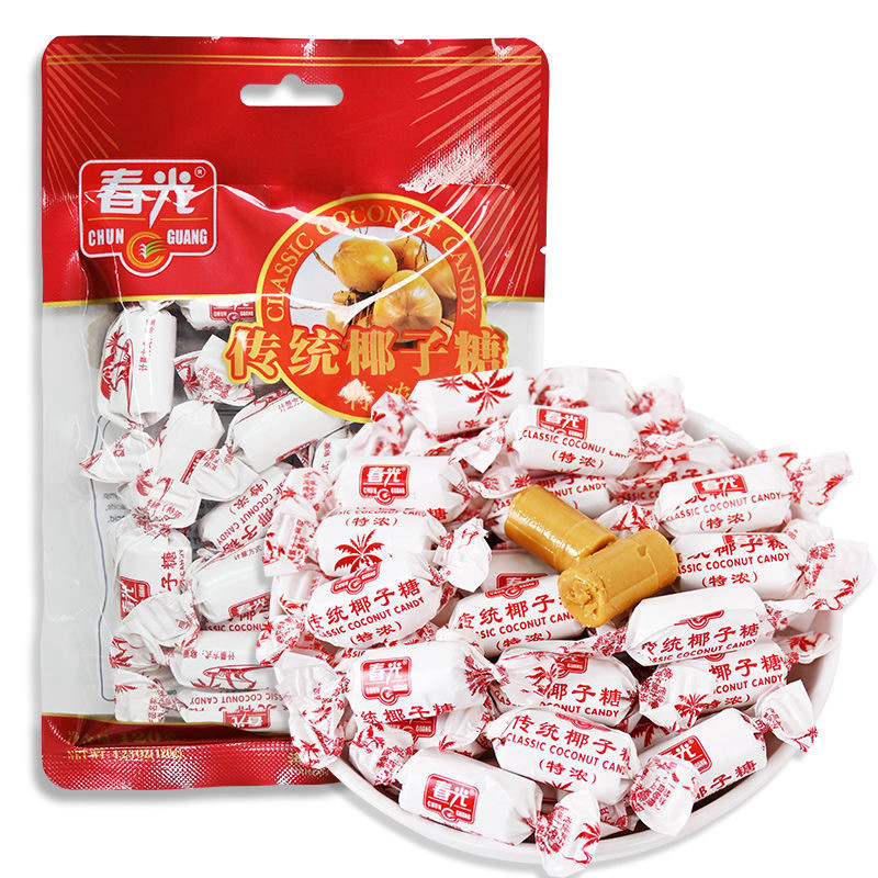 Chunguang ไหหลําแบบดั้งเดิมพิเศษลูกอมมะพร้าวแท้ 100g ผลไม้ Hard Candy ลูกอมแต่งงานจํานวนมากขนมแต่งงานขายส่ง WR7E