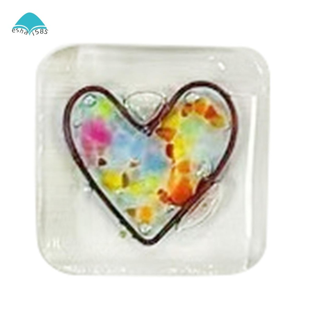 Eshai585Pocket Token Glass Heart Card Keepsake Gift -Heart Keepsake Pocket Cards-Fused Glass Heart P
