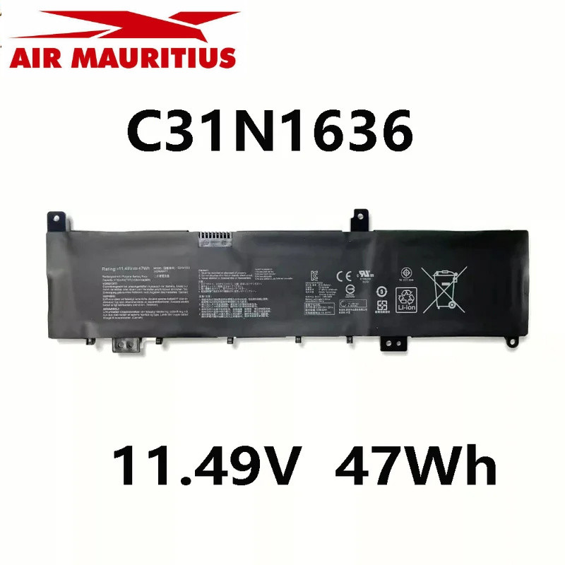 แบตเตอรี่  C31N1636 11.49V 47Wh สำหรับ ASUS VivoBook Pro 15 N580VN X580VD NX580VD7700 N580GD-E4288T 