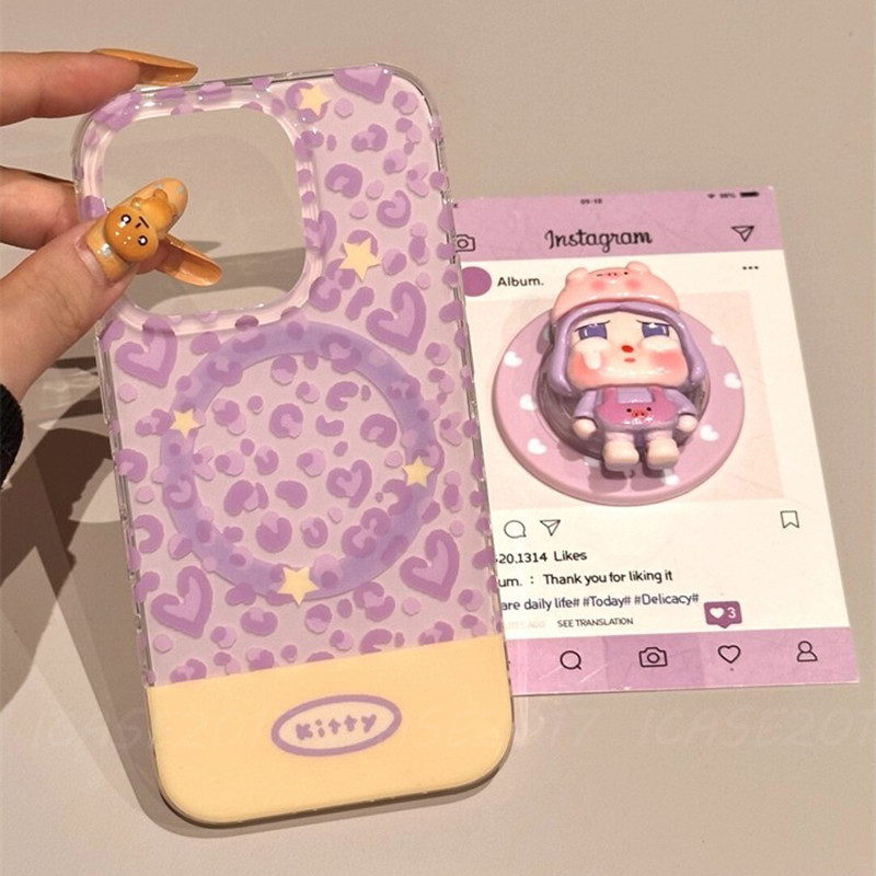 SAMSUNG สีม่วงเสือดาวพิมพ์ร้องไห้สาววงเล็บแม่เหล็กSamsung S25 FE S24 S23 S22 + S21 Note20 Ultra Shock-Resistantเคสโทรศัพท์ - รูปที่ 4