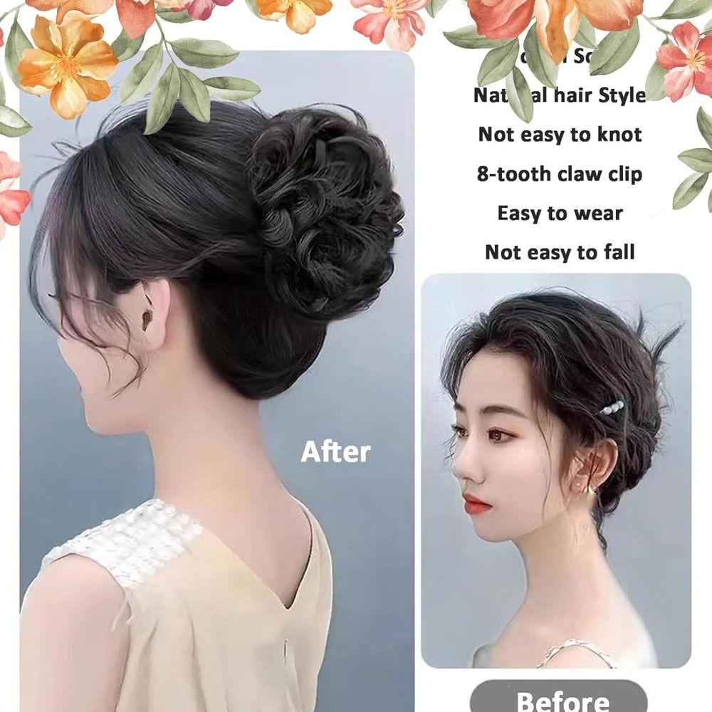 ICRAFT Bun Extension Clips, Messy Curly Bun​​ ​​คลิปกรงเล็บวิกผมดอกตูม, ส่วนขยายผมหางม้า​​ เครื่องประดับผม ผมสังเคราะห์หัวบอลปุย​​ แฮร์พีชผู้หญิงหัวซาลาเปาวิกผม​​ ราคา ถูกที่สุด ดีลบีเคเค แกลเลอรีภาพที่ 8