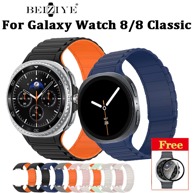 สายซิลิโคนแม่เหล็กกีฬากันน้ําสําหรับ Samsung Galaxy Watch 7 6 5 4 Classic Watch5 pro Active 2