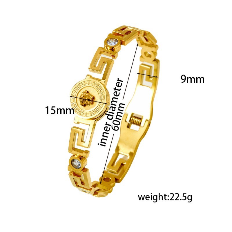 สร้อยข้อมือเหล็กไทเทเนียมหรูหรา Retro Great Wall ออกแบบโล่งพร้อมฝังเพทาย เหมาะสำหรับเป็นของขวัญ - รูปที่ 4