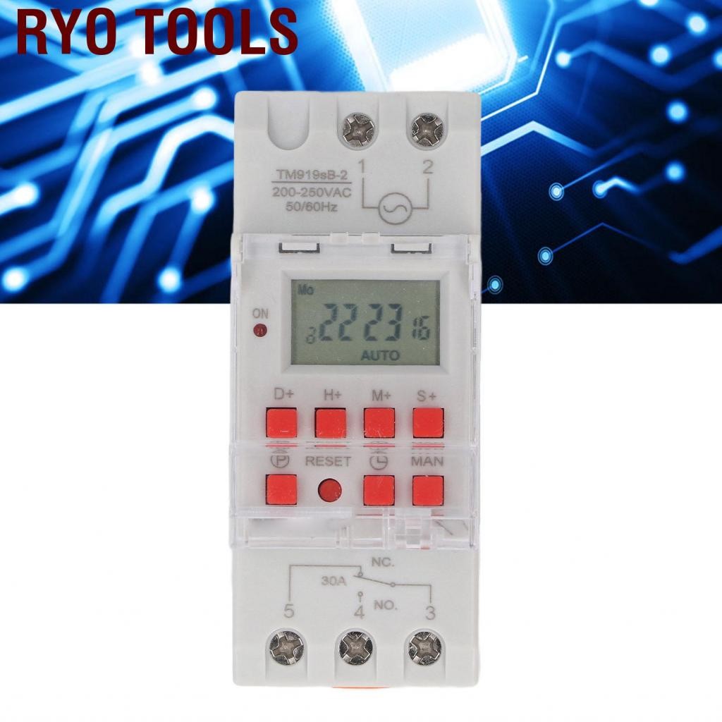 Ryo Tools ตัวจับเวลาที่ตั้งโปรแกรมได้ 24 ชั่วโมง 1 นาที -168H สวิตช์ควบคุมเวลาการนับถอยหลังไม่มี NC 