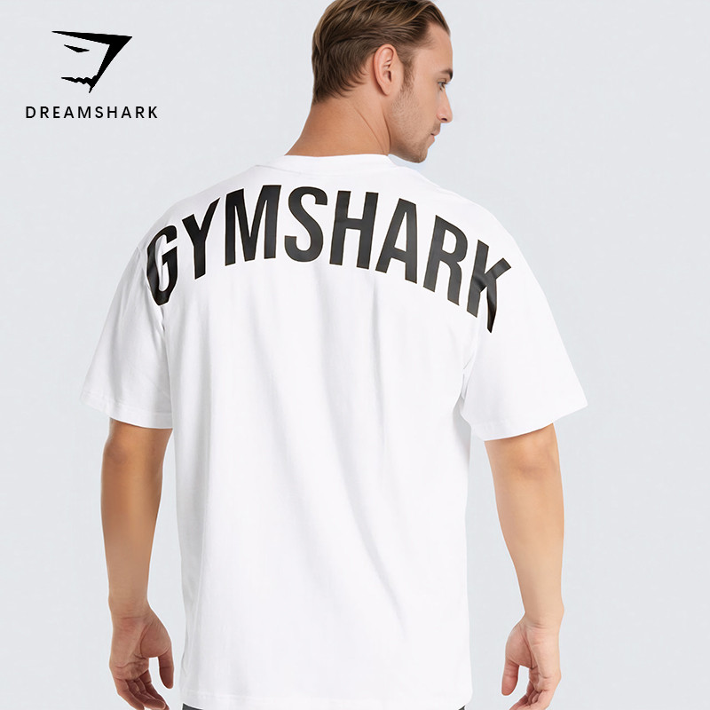 ประเทศตอนนี้ Gyom Shark เสื้อยืดกีฬาฤดูร้อนแขนสั้นหลวมยืดการฝึกอบรม Squat ฟิตเนสแสดงกล้ามเนื้อ