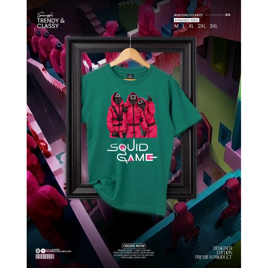 2025 เสื้อยืดคอกลมลาย Squid Game 3 ผ้าฝ้ายแท้ s-5xl