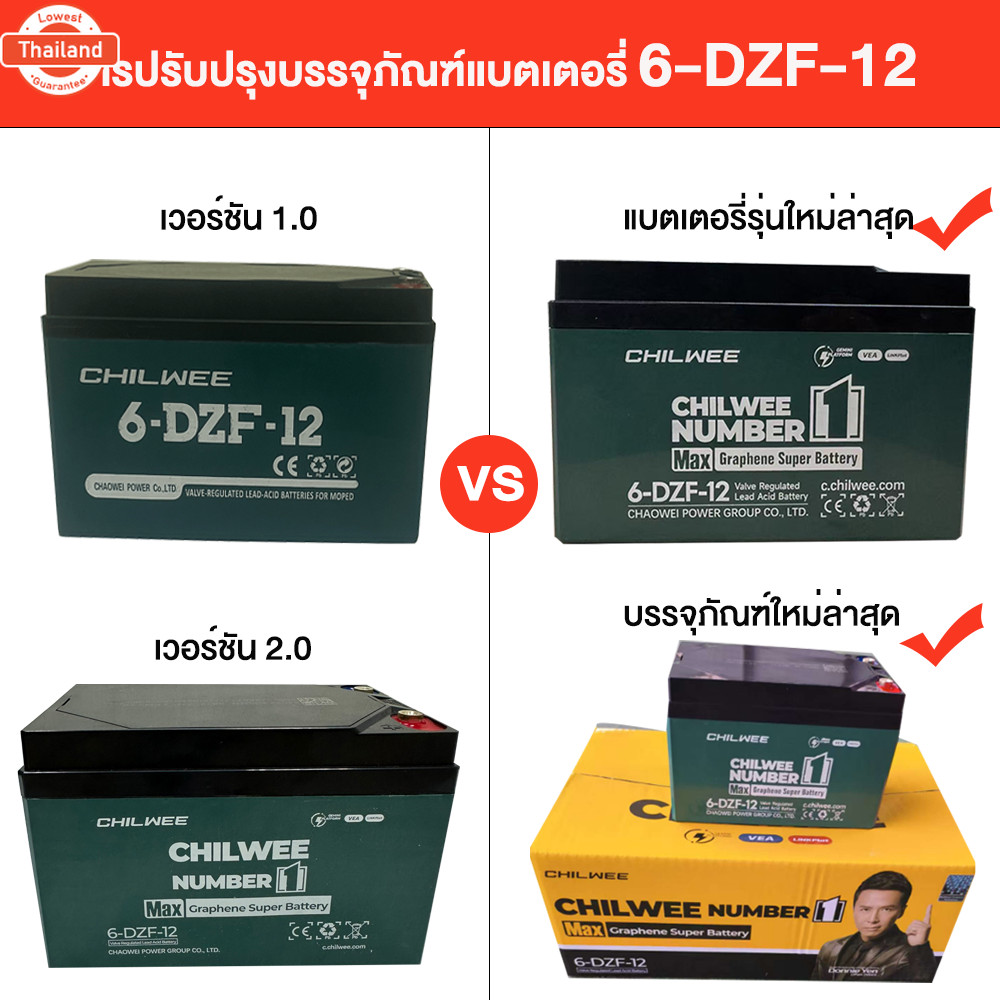 ส่วน 823 +seller 144CHILWEE แตเตอรี่6-DZF-12 แตรถไฟฟ้า48V12ah Chilweeแตรถไฟฟ้า12v12ah รุ่น6-DZF-12 ใ