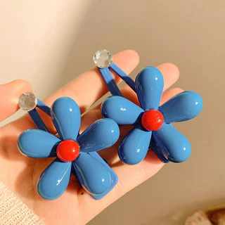 1/2 ชิ้นผู้หญิงสีฟ้าดอกไม้ใหญ่ BB กิ๊บติดผมคลิป Barrettes อุปกรณ์เสริม