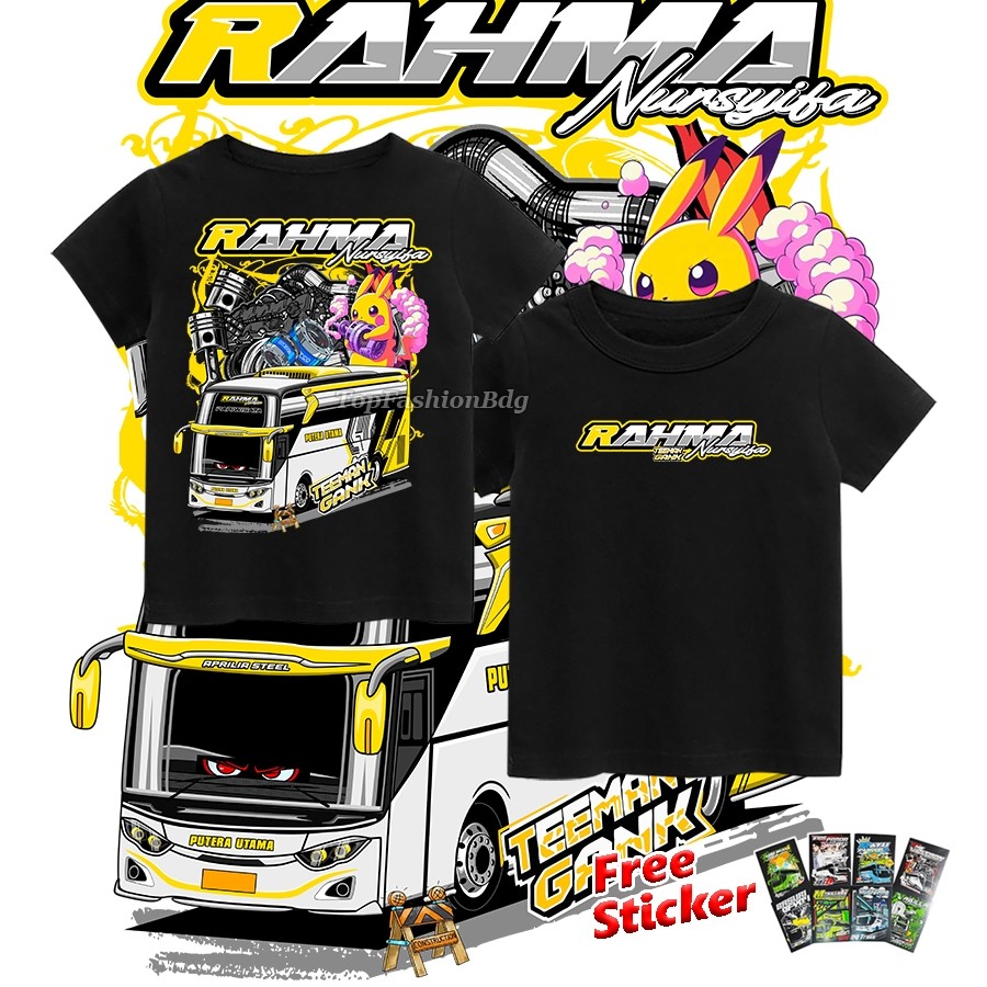 RAHMA NURSYIFA Vector Bus Mania Bus เสื้อเด็กด้านหน้าด้านหลังชายเสื้อยืด